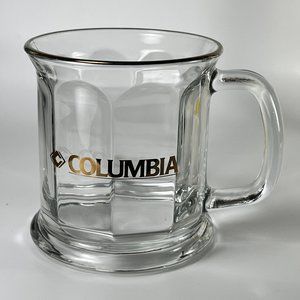 Vtg Columbia Beveled Coffee Cup Mug Clear Glass Souvenir Collectible Made in USA